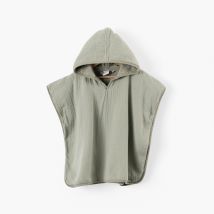 Poncho double face coton et gaze de coton Lino sauge - Couleur vert - Taille 02/04 ans