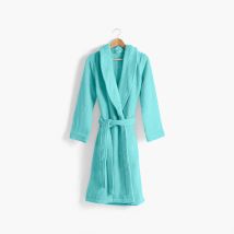 Peignoir femme coton moelleux Ella lagon - Couleur bleu - Taille L