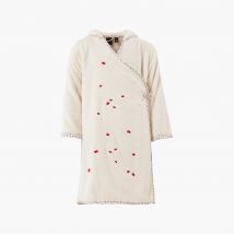 Peignoir enfant coton biologique cache-coeur à capuche Raphia ivoire - Couleur blanc - Taille 2 ans