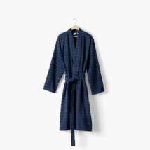 Peignoir homme coton col kimono Aura marine - Couleur bleu - Taille L