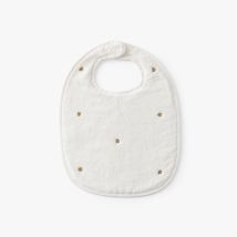 Bavoir coton Zéphire ivoire coeur - Couleur blanc - 27 x 40 cm