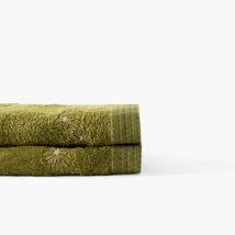 Drap de bain coton et viscose de bambou Silvalys vert mousse - Couleur vert - 90 x 150 cm