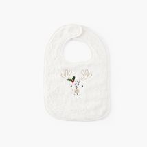 Mini bavoir coton Xmasful ivoire - Couleur beige - 27 x 40 cm