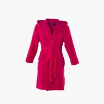 Peignoir ado fille coton moelleux Julia hibiscus - Couleur rose - Taille 14 ans