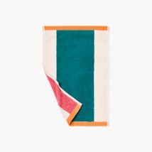 Serviette invité coton double face Lysiris canard et rose - Couleur rose - 30 x 50 cm