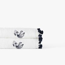 Serviette de toilette coton et viscose de bambou Demi Lune blanc - Couleur blanc - 50 x 90 cm