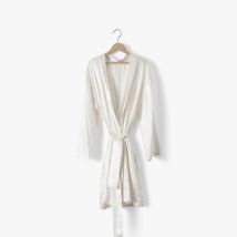 Déshabillé kimono en soie de mûrier Beauté ivoire - Couleur beige - Taille S
