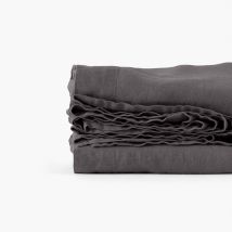 Drap de lit lin lavé Songe charbon - Couleur gris - 270 x 300 cm