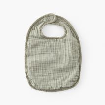 Bavoir double face coton et gaze de coton Lino sauge - Couleur vert - 27 x 40 cm