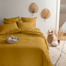 Housse de couette percale de coton Neo curry - Couleur jaune - 260 x 240 cm