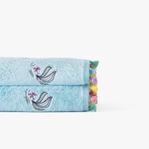 Drap de bain coton et viscose de bambou Demi Lune lagon - Couleur bleu - 70 x 120 cm