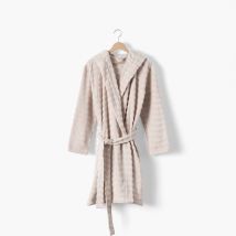 Peignoir femme à capuche coton Aura beige tendre - Couleur beige - Taille M