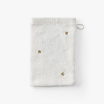 Gant de toilette coton Zéphire ivoire coeur - Couleur beige - 15 x 21 cm