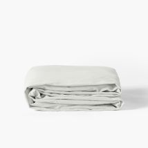 Drap housse en pur coton lavé biologique Souffle nuage - Couleur gris - 90 x 190 x 30 cm