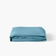Drap housse satin de coton uni Prestige glacier - Couleur bleu - 160 x 200 x 30 cm