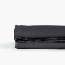 Drap de lit satin de coton jacquard pois et rayures Prestige noir - Couleur noir - 180 x 290 cm