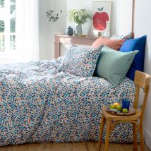 Housse de couette réversible pur coton Mijas floral - Couleur bleu - 240 x 220 cm