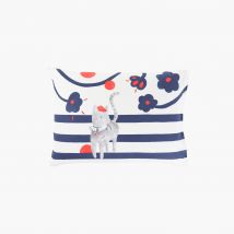 Taie d'oreiller rectangulaire réversible coton biologique Ptitchic chat enfant - Couleur bleu - 50 x 70 cm
