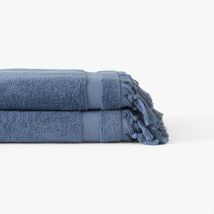 Serviette de toilette bouclette de coton Madeleine indigo - Couleur bleu - 50 x 90 cm