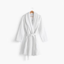 Peignoir femme bouclette de coton col châle Eloges - Couleur blanc - Taille L