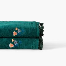 Drap de bain coton Papyrus émeraude - Couleur bleu - 70 x 120 cm