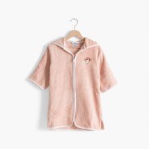 Peignoir bébé coton bio à capuche zippé Illumine vieux rose - Couleur rose - Taille 12 mois