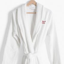 Peignoir femme coton col châle Amours blanc - Couleur blanc - Taille L