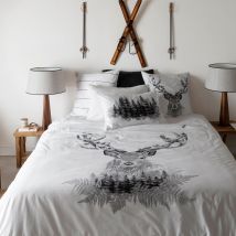 Housse de couette coton réversible Elaphe - Couleur blanc - 200 x 200 cm