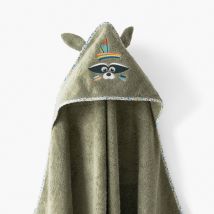 Cape de bain coton Playful kaki - Couleur vert - 80 x 80 cm
