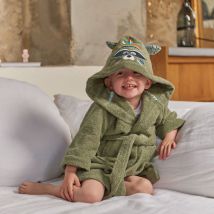 Peignoir enfant coton Playful kaki - Couleur vert - Taille 6 ans