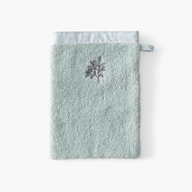 Gant de toilette coton bio Jardine amande - Couleur vert - 15 x 21 cm