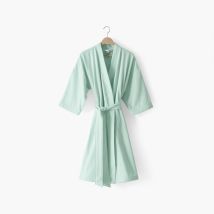 Peignoir femme coton col kimono Calypte vert d'eau - Couleur vert - Taille M