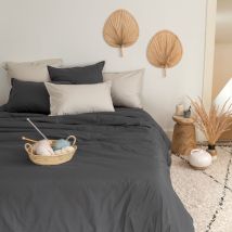 Housse de couette percale de coton Neo anthracite - Couleur gris - 240 x 220 cm