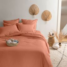 Housse de couette percale de coton Neo tomette - Couleur rouge - 260 x 240 cm