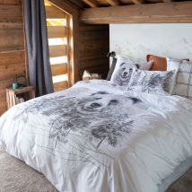 Housse de couette réversible percale de coton Grizzli - Couleur noir - 200 x 200 cm