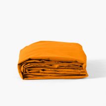 Drap housse coton lavé Songe curcuma - Couleur orange - 140 x 190 x 30 cm
