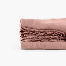Drap de lit lin lavé Songe rose cendré - Couleur rose - 270 x 300 cm