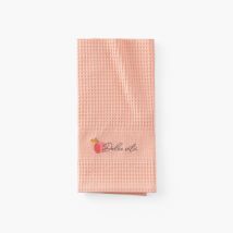 Torchon coton nid d'abeille Estival rose - Couleur rose - 50 x 70 cm
