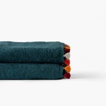 Serviette de toilette coton Eclats bleu pétrole - Couleur bleu - 50 x 90 cm
