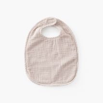 Bavoir double face coton et gaze de coton Lino lin - Couleur beige - 27 x 40 cm