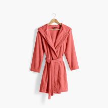 Peignoir femme à capuche uni coton biologique Osmose pétale - Couleur rose - Taille S