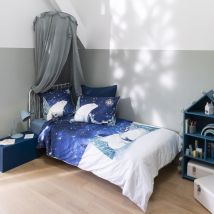 Housse de couette phosphorescente coton Stellaire enfant - Couleur bleu - 240 x 220 cm