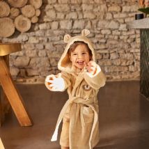 Peignoir enfant bouclette de coton bio à capuche Safari - Couleur beige - Taille 10 ans