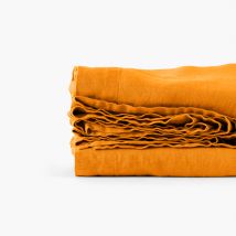 Drap de lit lin lavé Songe curcuma - Couleur orange - 270 x 300 cm