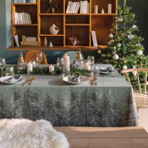 Nappe rectangulaire coton Sousbois - Couleur vert - 170 x 270 cm