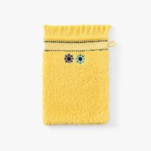 Gant de toilette coton Jardin M jaune solaire - Couleur jaune - 15 x 21 cm