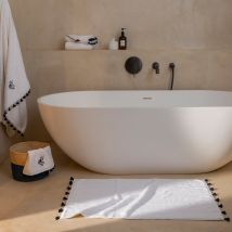 Tapis de bain coton et viscose de bambou Demi Lune blanc - Couleur blanc - 50 x 90 cm