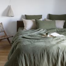 Housse de couette lin et coton lavé Songe bocage - Couleur vert - 200 x 200 cm
