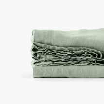 Drap de lit lin lavé Songe eucalyptus - Couleur vert - 270 x 300 cm
