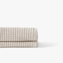 Serviette de toilette coton bio Quadro naturel - Couleur beige - 50 x 90 cm